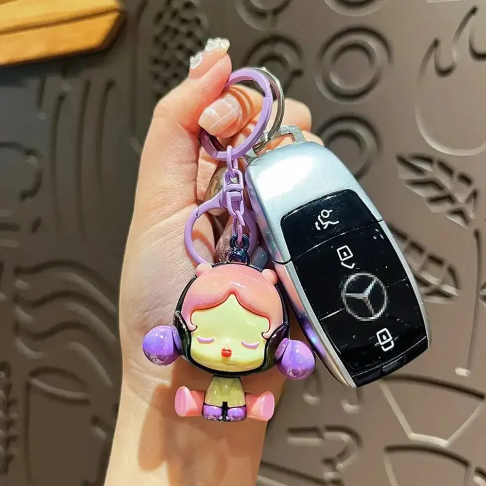 3D Space Skull Panda Doll Pop Mart Keychains - Purple
